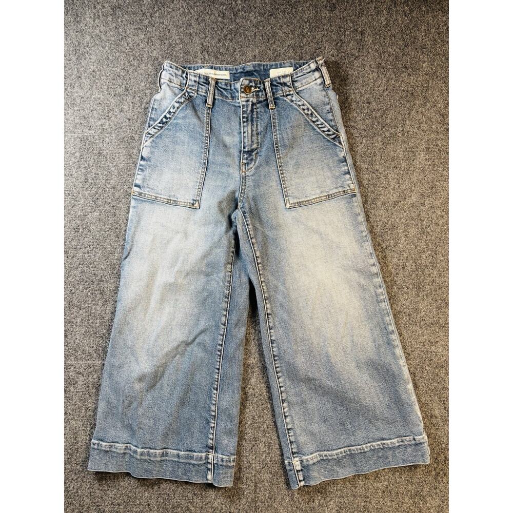 Pilcro Letterpress Anthropologie jeans crop denim wide leg vintage Long Shorts 4